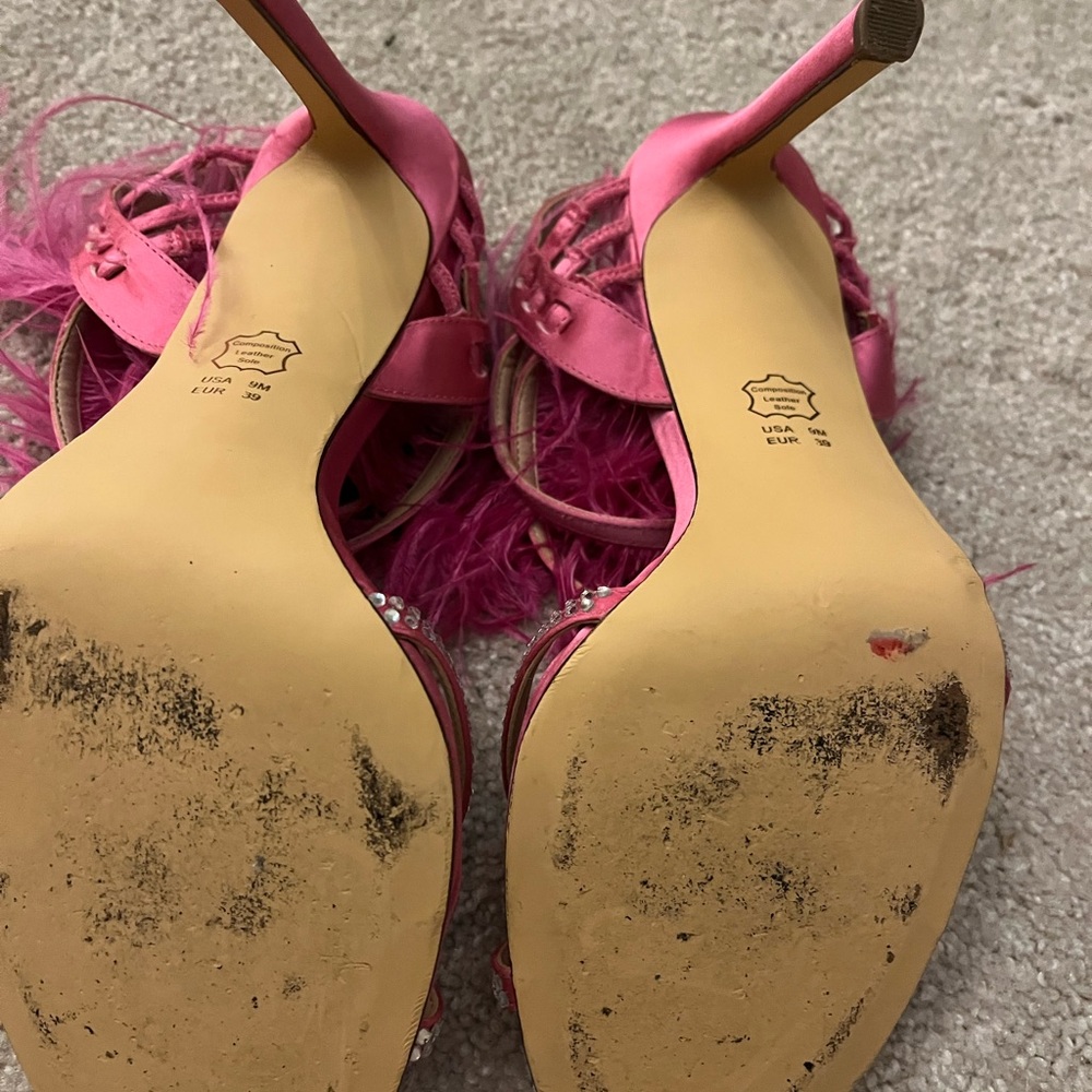 Nina Pink Feathered Heels - Picture 5 of 5